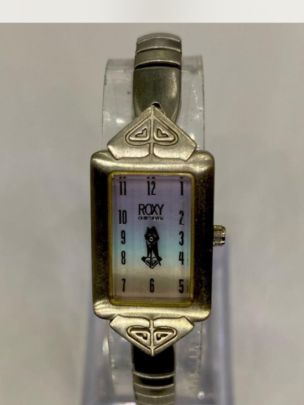 *** Roxy ^^^ Silver-Tone Rectangular Face Bracelet Watch /  Iridescent Lilac *